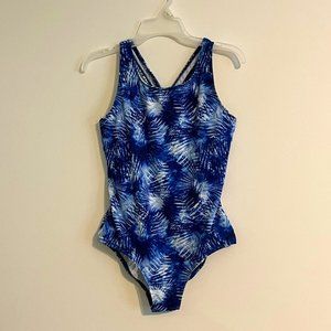 Lands' End Tie Dye One Piece Swimsuit Girls Size 12 Plus